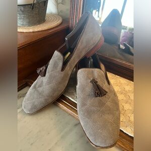 ZERBAY COLLECTION Classic Textured Tassel Slip On Loafers Grey Brown Men's Sz 14